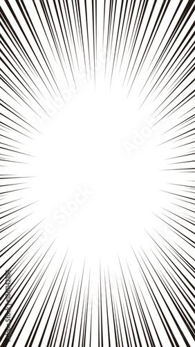 16:9サイズ縦型の背景素材：モノクロのシンプルな集中線のベクターイラスト