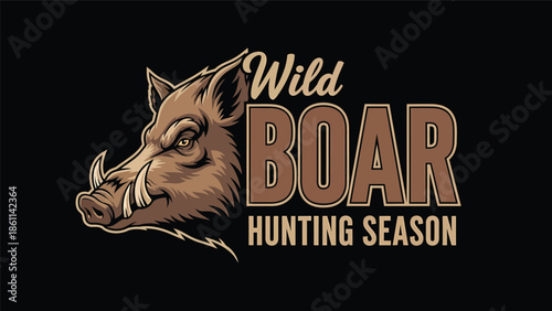 Wild Boar Hunting Season Logo Illustration.