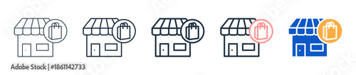 Marketplace different style icons set vector illustration. 