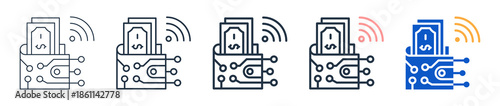 Digital Wallet different style icons set vector illustration. 