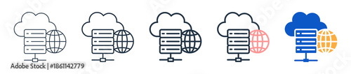Web Hosting different style icons set vector illustration. 