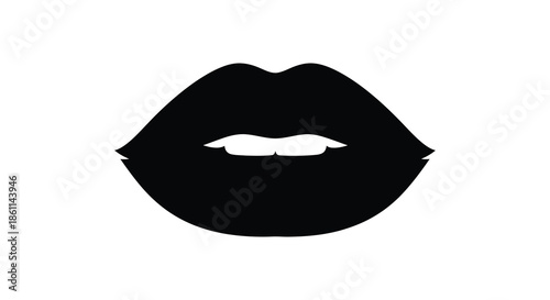 A striking black silhouette of full lips beautifully shaped and distinctly defined silhouette