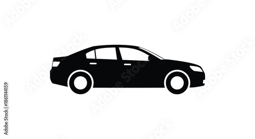 A sleek modern sedan presented in a striking black color creating a bold silhouette