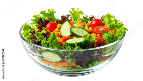A set of three Yummy salad bowls isolated on a transparent background