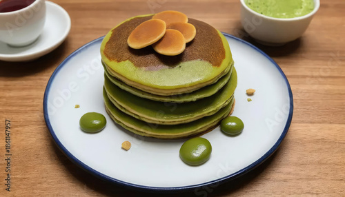 8k view matcha dorayaki pancakes.