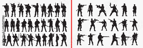 armed people silhouette vector, security force black silhouettes, gun holding illustration set, police military outline art, tactical people vector collection, armed icon set, people clipart silhouett