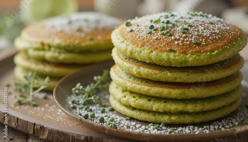 8k view matcha dorayaki pancakes.