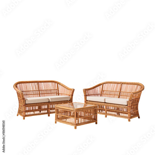 Stylish Rattan Seating Set for Indoor or Outdoor Spaces in Modern Design
