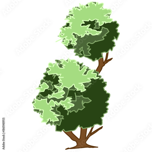 stylized illustration of a tree with two distinct rounded foliage tiers. The concept captures artistic gardening, decorative landscaping, and modern botanical icons, perfect for luxury branding and ga