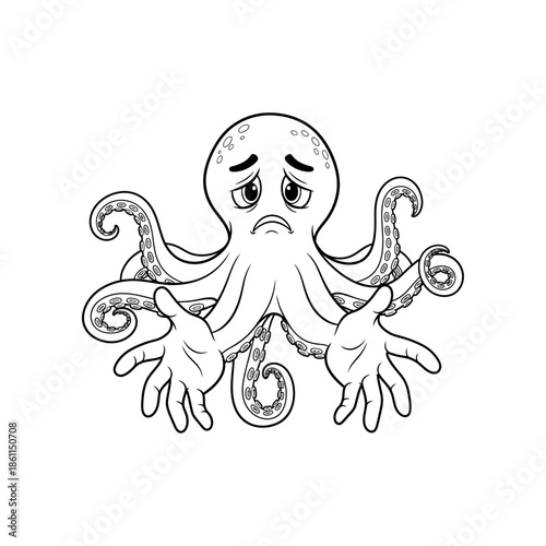 An octopus illustration depicts an anxious expression with tentacles spread wide in a graphic style.