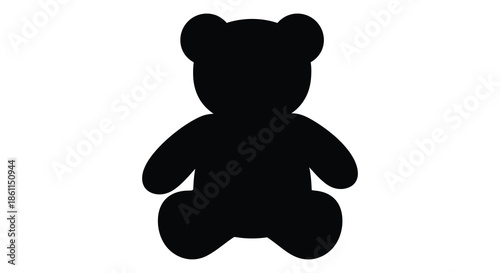 A simple black teddy bear design presented against a white background a charming silhouette