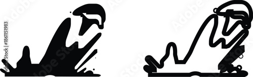 water drop ion icon set in flat and line style, liquid droplet and hydration symbol collection with aqua, fluid and moisture concepts, minimal monochrome vector graphic group