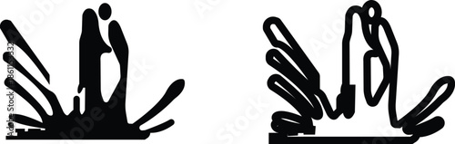 water drop ion icon set in flat and line style, liquid droplet and hydration symbol collection with aqua, fluid and moisture concepts, minimal monochrome vector graphic group