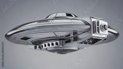 Wallpaper Mural Highly detailed monochromatic illustration of a classic flying saucer, showcasing advanced alien technology and retro-futuristic design, suspended in a mysterious void Torontodigital.ca