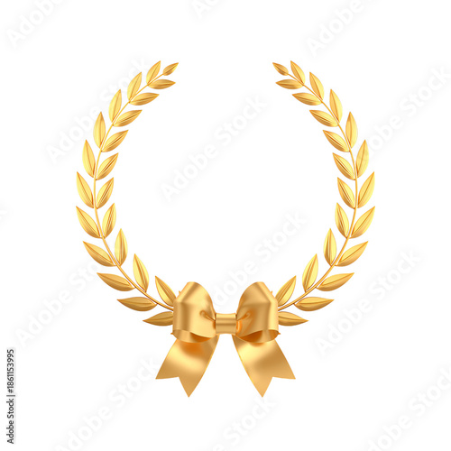 Golden Laurel Wreath With Ribbon Design for Awards and Achievements