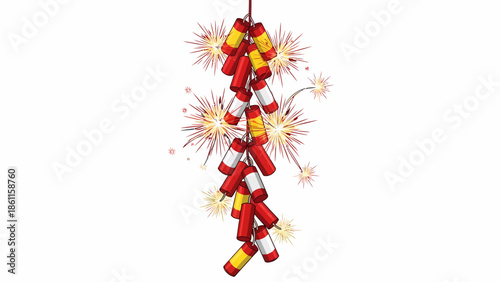 Vibrant Fireworks Display Unfurling in the Night Sky