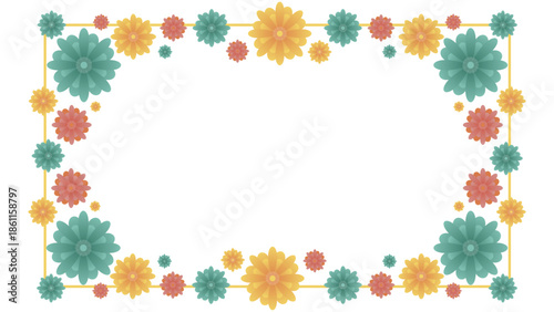 Colorful floral border frame with soft pastel flowers creating clean white space ideal for invitations cards posters banners branding stationery and modern creative layouts art