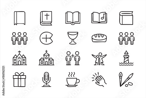 Church Community and Worship Icons for Digital Platforms