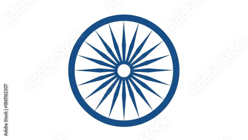 Blue compass rose icon, navigation symbol, direction indicator, graphic element, isolated on white background, circular shape, radial lines, navigation tool, cartography