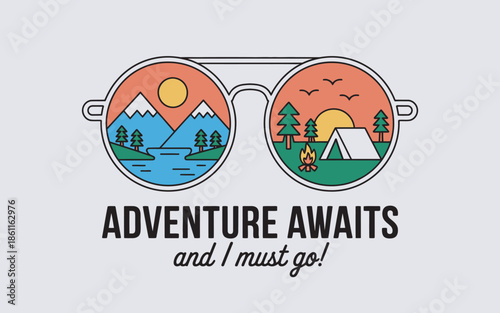 Stunning adventure awaits graphic design featuring scenic landscapes and outdoor activities, perfect for travel enthusiasts and outdoor lovers seeking inspiration