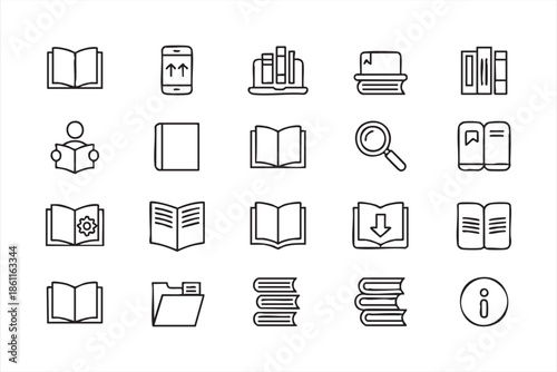 Library and Book Symbols for Publishing and Education Design