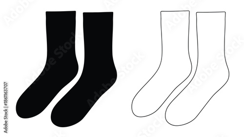 A comparison of black and white socks showcasing a striking silhouette