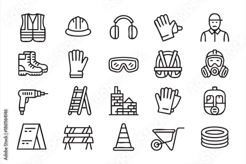 Construction Site Safety Icons for Hazard Prevention Systems