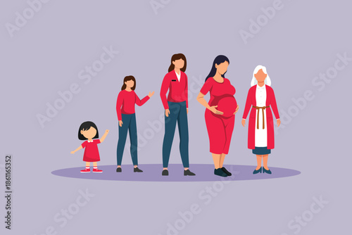 Growing family life stage Concept. Colored flat vector illustration isolated