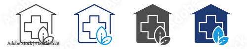 herbal clinic icon sheet with multi style