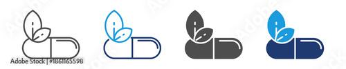 herbal pill icon sheet with multi style