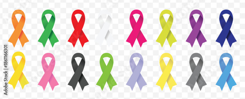 colorful set of ribbons in various styles and shades