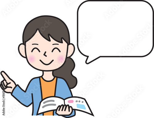 説明をする女性　教師　ふき出し　コメント