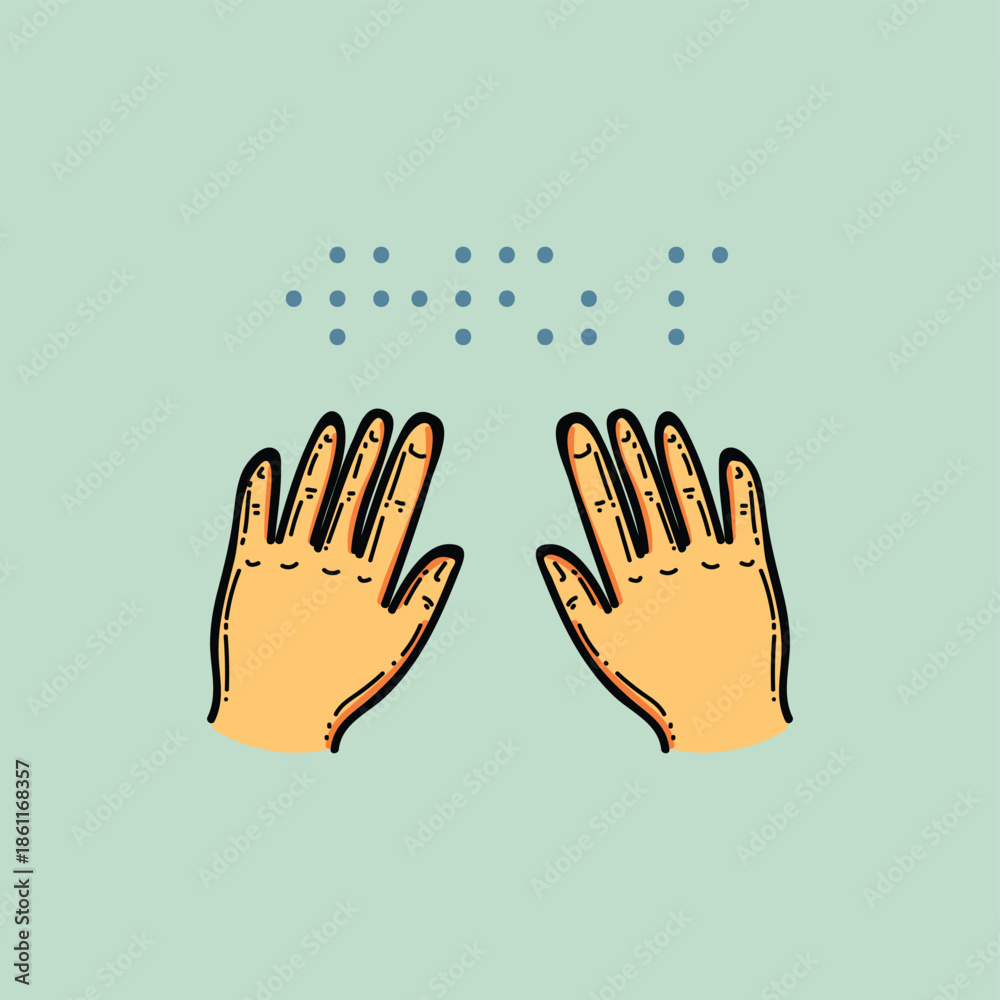 Obraz premium World braille day vector design illustration hand and sign in a light green background