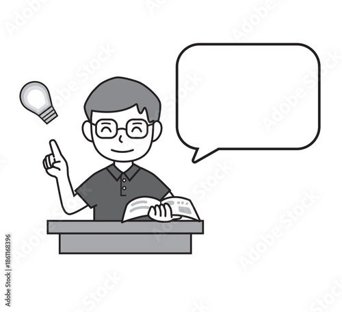 解説をする男性・吹き出し・コメント・先生