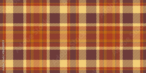 Part seamless tartan background, brazil plaid textile check. Packing vector fabric pattern texture in red and amber colors.