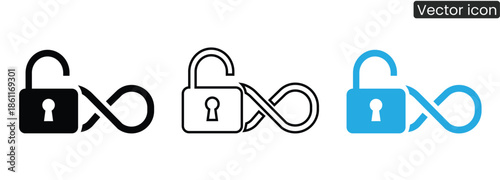 Three padlock icons with infinity symbols represent secure and limitless access, blending security with boundless opportunities.