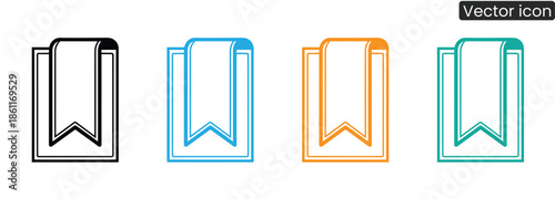 Set of modern bookmark icons in different colors for web and mobile use