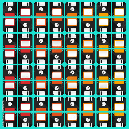 disquete - mosaico de disquetes coloridos representando tecnologia obsoleta e armazenamento de dados antigo