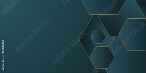 Abstract dark green hexagon background. pattern vector illustration background on transparent.  The image conveys a futuristic, digital aesthetic. vector innovation future technology background. 