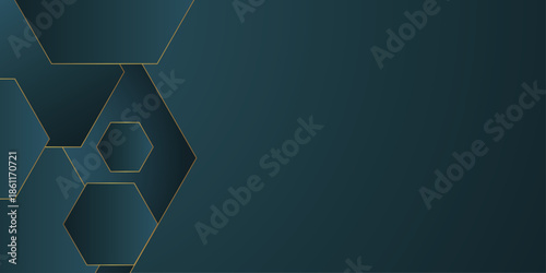 Abstract dark green hexagon background. pattern vector illustration background on transparent.  The image conveys a futuristic, digital aesthetic. vector innovation future technology background. 