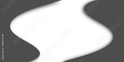 Vector illustration of a blank 3d paper card template featuring a black silhouette of a smiling woman with long hair in a circle frame design with a curled page corner on a white sheet texture