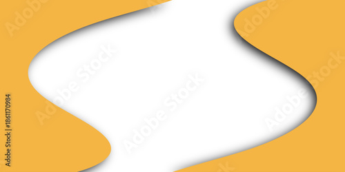 Vector illustration of an abstract background with bubbles on a blank yellow paper banner featuring an orange ribbon label and a curled corner design for a business card or message frame sheet