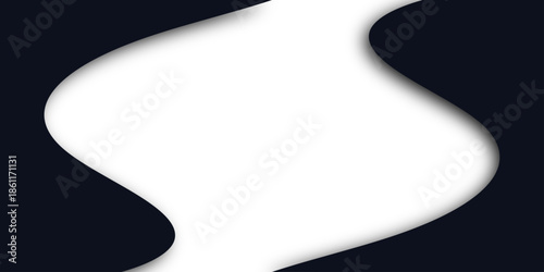 Vector illustration of a blank silver paper sheet with a 3d curl corner featuring a black silhouette of a smiling woman with long hair on a textured wallpaper background template