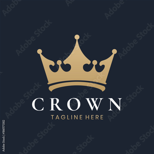 Luxury gold crown illustration logo design