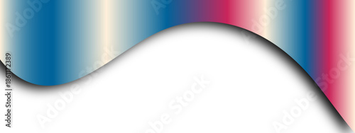 Abstract colorful blue background with rainbow paper curl and vector wave pattern design on blank empty 3d sheet template for business card wallpaper