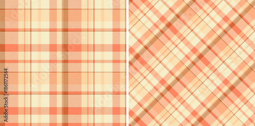 Seamless pattern textile of fabric background check with a vector tartan plaid texture. Set in food colors. Latest fashion trends.