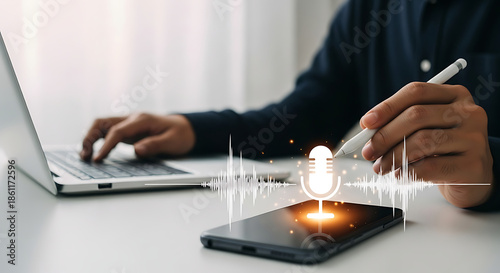 AI Powered Voice Recording Assistant Technology For Podcast Or Audio Creation