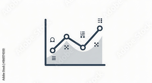 A simple line graph with an upward trend on a white background showing data visualization concept