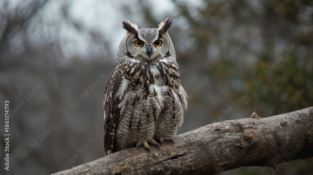 Fototapeta premium Owl perched on a branch
