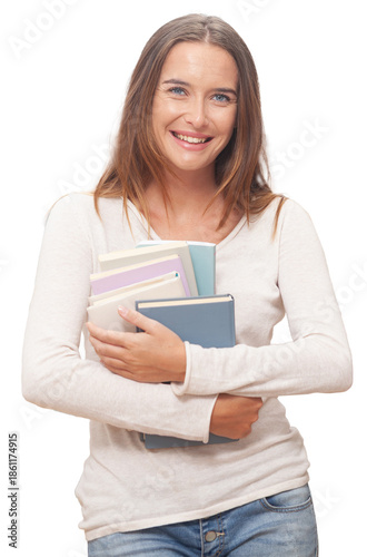 Happy Female Student Holding Books 